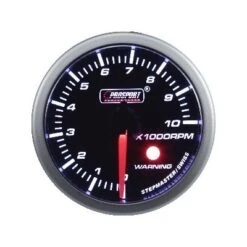 Tachymètre Prosport Manomètre Avec WARNING - 52mm - Blanc